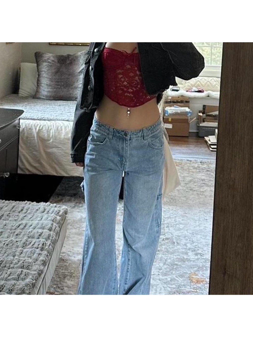black garage cropped denim jacket